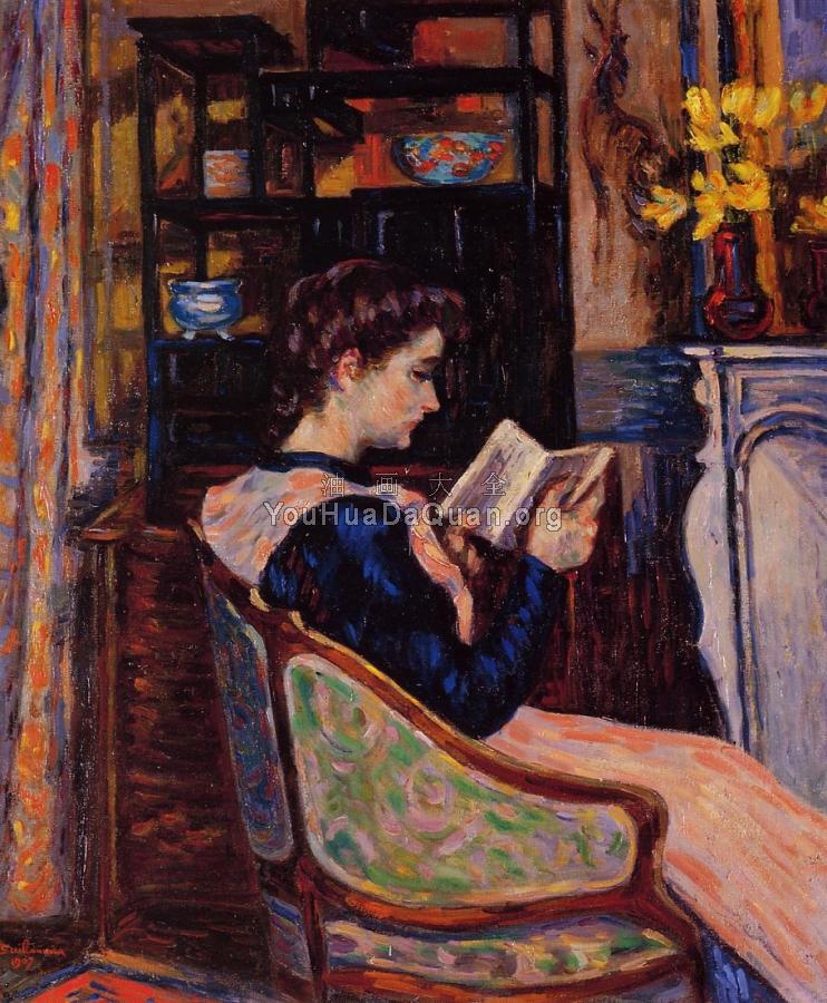 Mademoiselle Guillaumin Reading - 阿曼·吉约曼